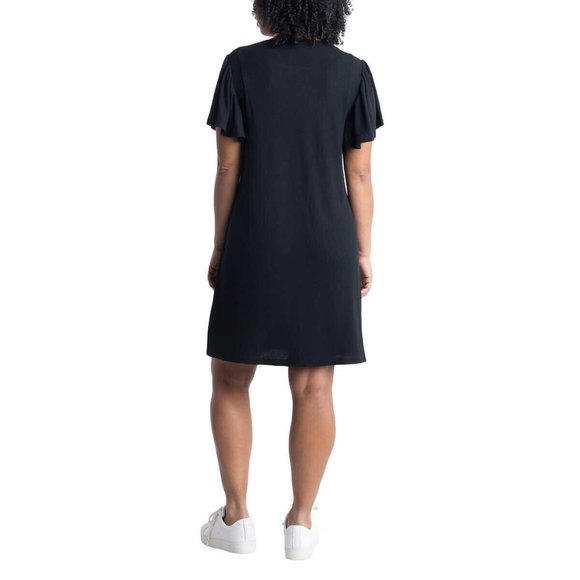 NWT Ecothreads Women's Flutter Sleeve Ribbed Sundress Black Size XS $60 8D048 - Picture 2 of 5